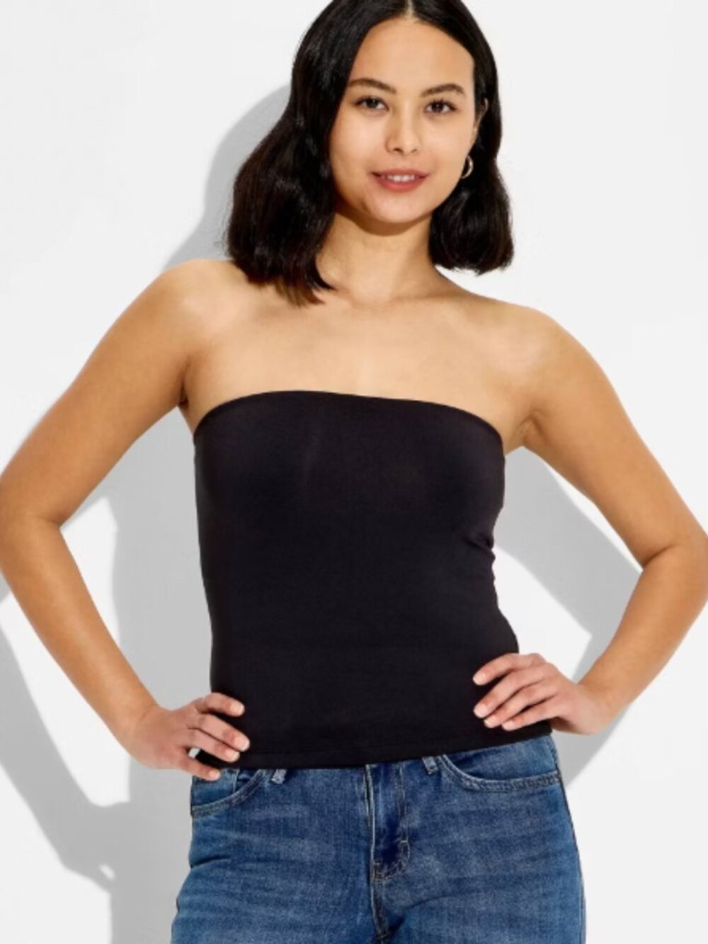 Wild Fable ButterBliss Tube Top Size L Black Bandeau Strapless Soft S
